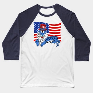 4th July Tiger American Flag Baseball T-Shirt